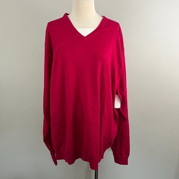 NWT CUTTER & BUCK Fuchsia Pink V Neck Sweater (2XT) - Picture 2 of 8